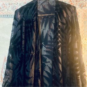 Anthropologie Sheer Fern Patterned Kimono